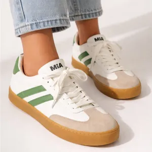 MIA Green White Retro Court Sneakers | Gum Sole Lace Up | Size 8.5 thumbnail 1