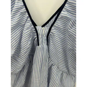 SheIn Womens L Blue White Striped Ruffle Mini Dress Tie Front Coastal Nautical Preppy thumbnail 9