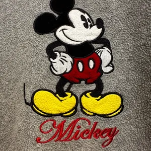 VTG 90s Y2K Mickey Mouse Disney XLarge 16/18 Grey Red Crewneck Pullover Fleece. thumbnail 7