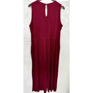 Old Navy Jumpsuit 1X Plus Burgundy Embroidered‎ Sleeveless Wide Leg Boho Chic thumbnail 6