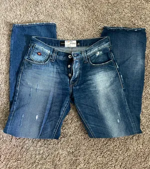 distressed bootcut jeans thumbnail 3