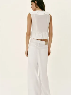 Zara White Ruffled Tie-Front Top Black Bow Coquette Size Small thumbnail 10