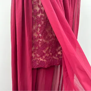 Lulus Make Way For Wonderful Berry‎ Red Lace Sleeveless Maxi Dress Size S thumbnail 6