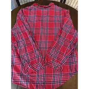 Victoria's Secret Plaid PJ Pajama Set Size XLarge Red Pink Drawstring Button up thumbnail 3