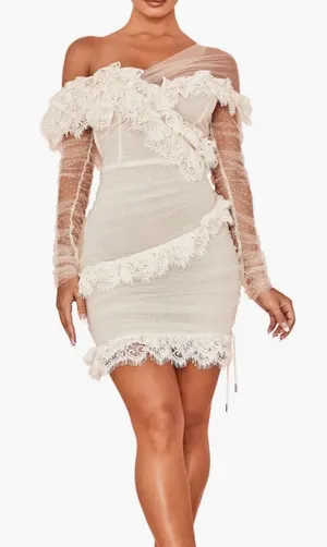 House of CB Sorrel Tulle Asymmetric Mini Dress Size: L+ thumbnail 1