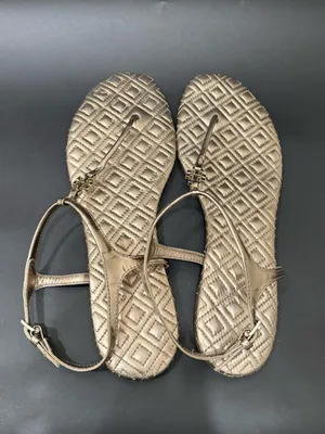 TORY BURCH Marion Quilted Gold Metallic Leather T-Strap Thong Sandals US Size 9M thumbnail 6