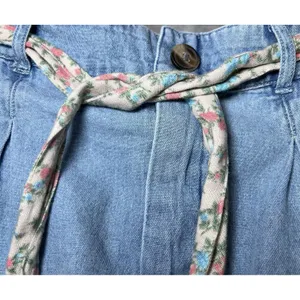American Eagle Womens Size Medium Jean Shorts Tie Belt Blue Denim Casual Spring thumbnail 6