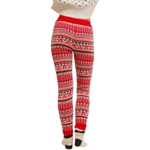 Free People Intimately Falala Fair Isle Cozy Soft Red Holiday Pajama‎ Leggings M thumbnail 4