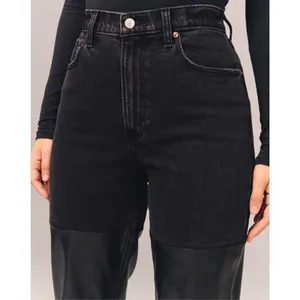Abercrombie & Fitch NWT 90s Straight High Rise Jeans Faux Leather sz 29 / 8S thumbnail 1