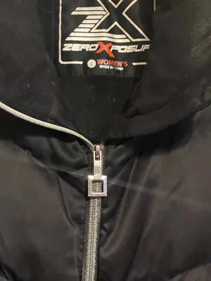 ZeroXposur Jacket Womens Size Lg Black Puffer Down Lined Full Zip w/hood thumbnail 4