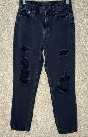 Faded‎ distressed black skater jeans size 00 100% cotton Aeropostale Mom jeans thumbnail 1