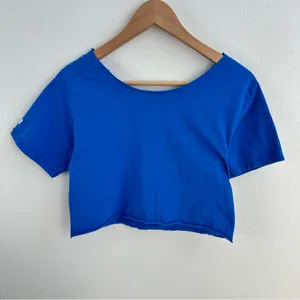 UCLA Bruins Destroyed Off the Shoulder Cropped Top Blue thumbnail 4
