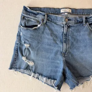 Abercrombie & Fitch The 4" Mom Short 34/18 Blue Curve Love Distressed Denim thumbnail 4