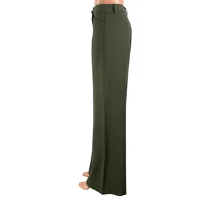 Theory Women's Olive Green High Rise Relaxed Straight Leg Trouser Dress Pants 0 thumbnail 2