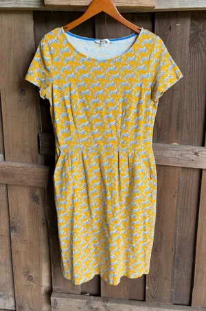 Boden Mustard Yellow Cheetah Animal Print Cotton Dress thumbnail 1