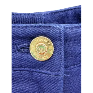 St. John Sport Marie Blue Cargo Pants 10 Gold Button Sailor Wide Leg Straight thumbnail 2
