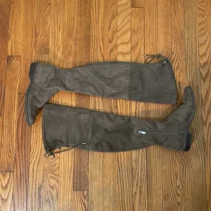 Marc Fisher Side Zip Over The Knee Faux Suede Boots‎ Taupe size 7 thumbnail 2