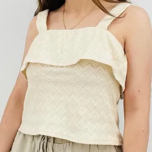 Madewell Cream Textured Tiered Ruffle Tank Top Women Size M‎ thumbnail 1