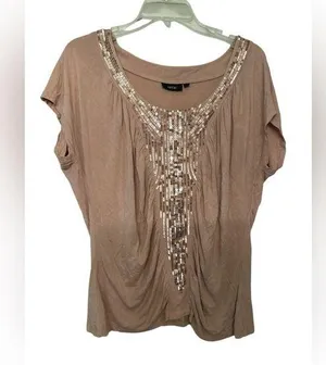 APT 9 Brown Sequin Embellished Women's Top thumbnail 1