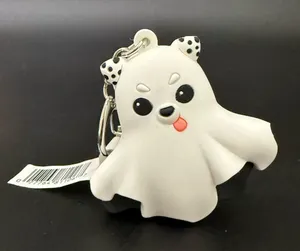 SPIRIT HALLOWEEN Ghost Dog Puppy 3D Polka Dot Ears Figural Bag Charm Keychain thumbnail 1