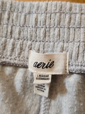 aerie Light Gray Ribbed Flare Pants Large thumbnail 2