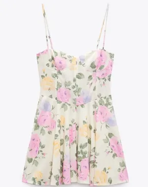ZARA Floral Corset Style Dress thumbnail 7