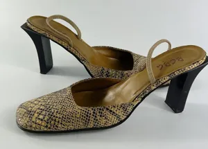 BCBG Vintage Y2K Snakeskin Print Embossed Leather Slingback Heels Shoe Women 8.5 thumbnail 1