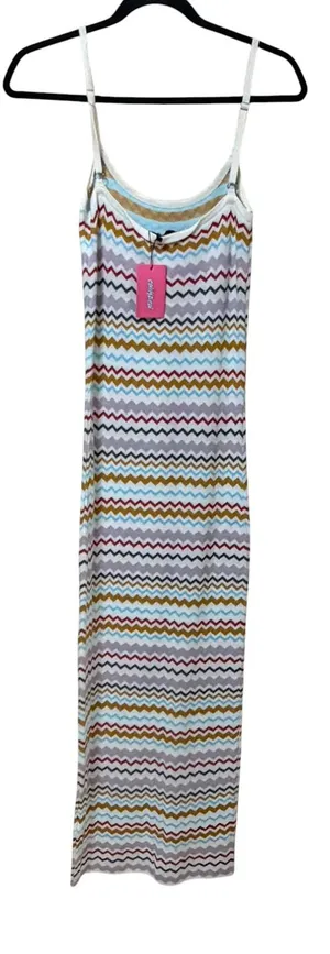 Edikted Women Multicolor Chevron Zig Zag Knit Maxi Dress Sleeveless Small NWT thumbnail 1