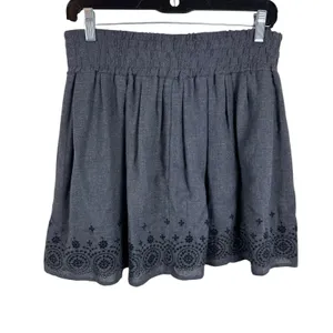 American Eagle Gray Y2K Eyelet Elastic Waist Lined Pleated‎ A-Line Mini Skirt M thumbnail 2