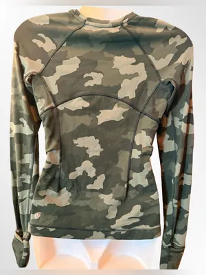 Lululemon It’s Rulu Run Long Sleeve Shirt | Olive Camo | Size 2 thumbnail 4