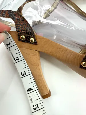 Betsey Johnson VTG platform wooden brown textured faux-snakeskin sandal heel thumbnail 7