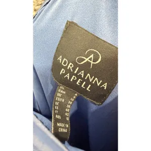 Adrianna Papell Women Gown 6 Blue Satin Crepe One Shoulder Ruffle Side Slit thumbnail 5