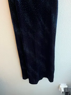 90s Y2K Navy Blue Velvet Formal Dress thumbnail 5