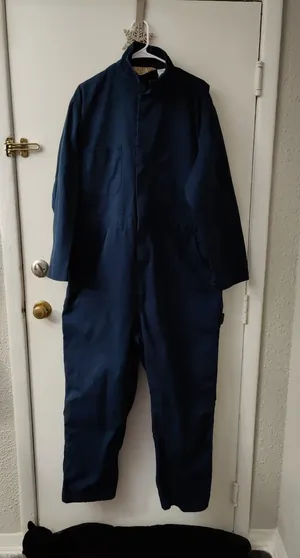 C. E. Schmidt Workwear Jumpsuit Coveralls Navy Blue Zip Pockets Long Sleeve XLR thumbnail 1