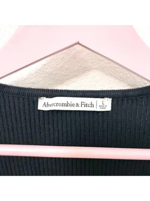 Abercrombie & Fitch Black Sweetheart Ribbed Long Sleeve Sweater Dress Size L thumbnail 3