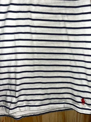 Ralph Lauren Navy and White Striped V‑Neck Tee thumbnail 2