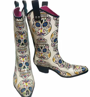 Blazin Roxx Sugar Skull Cowgirl Boots women size 8 Día de Los Muertos Talavera thumbnail 1