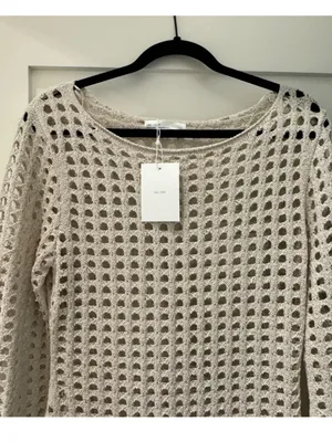 Oak + Fort NWT Cream open knit Crochet Long Sleeve Maxi Dress cover up dress thumbnail 5