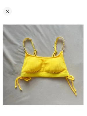 Yellow ribbed daisy bikini top thumbnail 8