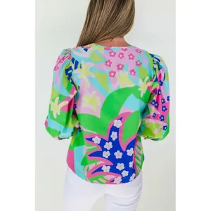 NEW $188 Mary George Stella Top Sz M Bright Color Paradise Punch RicRac Cotton thumbnail 2