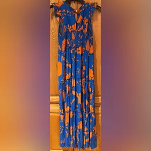 Anthropologie Abel The Label Charlie Floral Tiered Maxi Dress Blue Orange Small‎ thumbnail 8