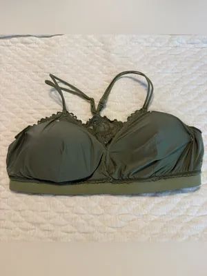 No Boundaries Lace Bralette Size XL Olive Green Ladder Cutout Racerback thumbnail 6
