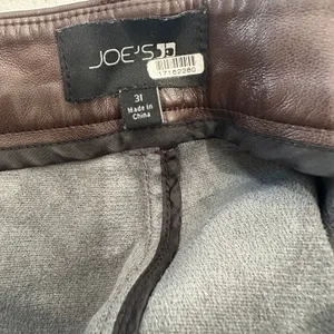 Joe's Jeans Brown Faux Leather Pants Size 31 Wide Leg Trouser Crop Designer $200 thumbnail 12