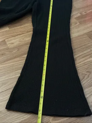 Aerie Waffle Knit Black Flare Sweatpants Size Large thumbnail 5