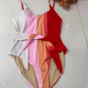 Colorful Striped Women Swim One Piece thumbnail 10
