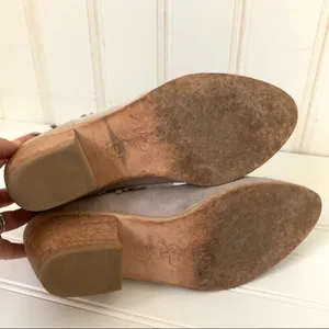 Joie Taupe Suede Fringe Western Ankle Boots Stacked Wood Block Heel 'Keaton' thumbnail 13