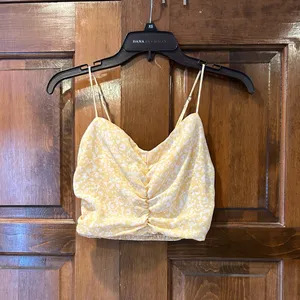 Abercrombie & Fitch Yellow and White Floral Ruched Front Womens Tank Top Size XS thumbnail 2