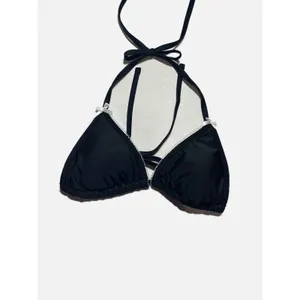 Wild Fable Bikini Top Womens Small Black Bow Picot Trim Coquette Swimwear NWT thumbnail 2
