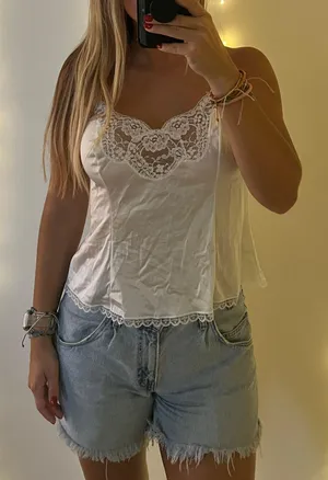 vintage white lace slip top thumbnail 1