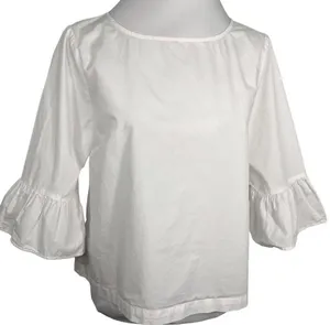 Madewell White Bell Sleeves Poplin Top Blouse M thumbnail 6